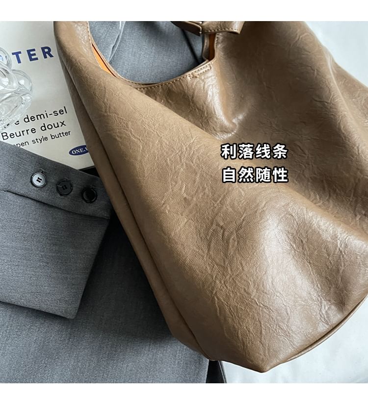 Faux Leather Hobo Bag + Pouch