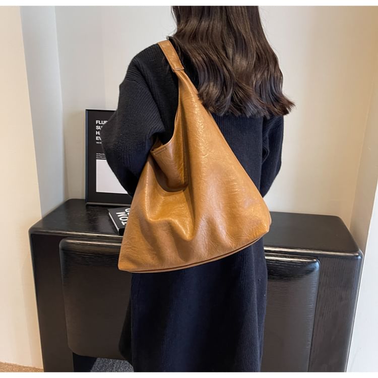 Faux Leather Hobo Bag + Pouch