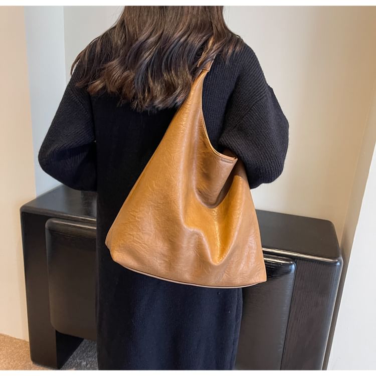 Faux Leather Hobo Bag + Pouch