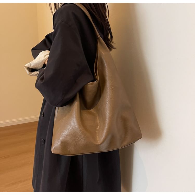 Faux Leather Hobo Bag + Pouch