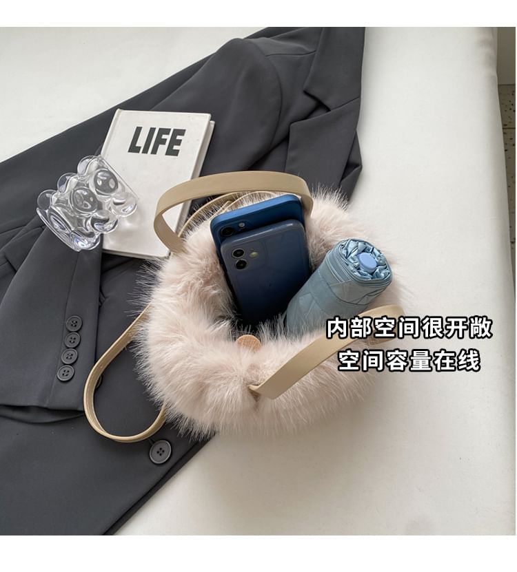 Fluffy Top Handle Crossbody Bag