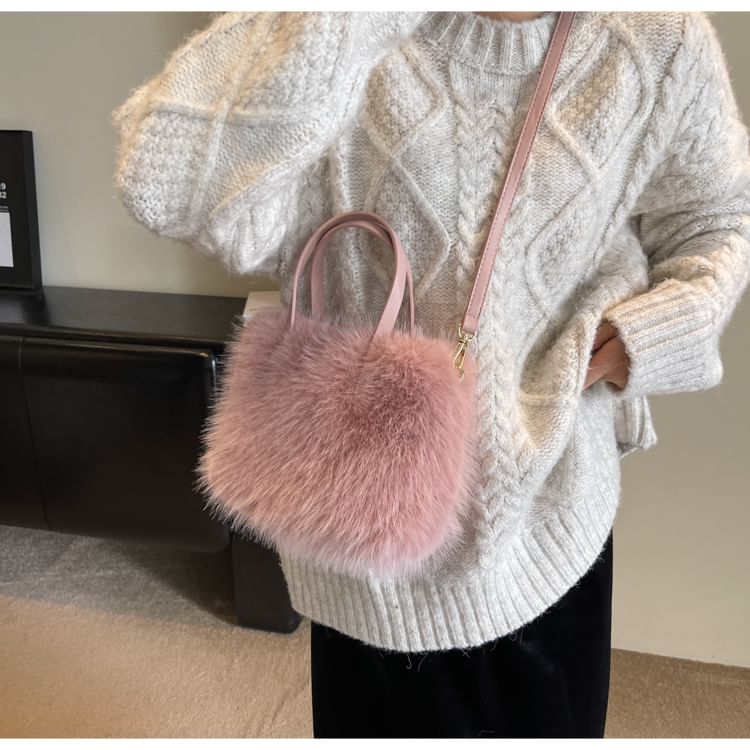 Fluffy Top Handle Crossbody Bag