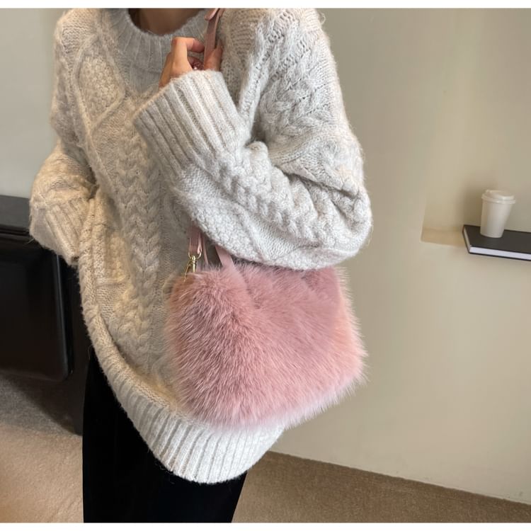 Fluffy Top Handle Crossbody Bag