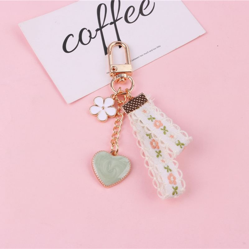 Floral Lace Alloy Bag Charm Keyring