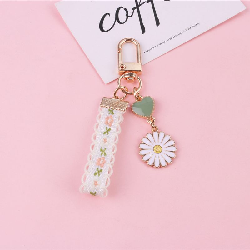 Floral Lace Alloy Bag Charm Keyring