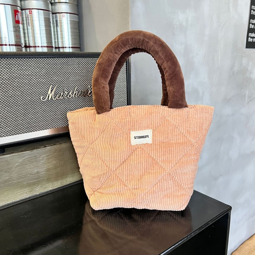 Small Bag Tone Two Tote Quilted Corduroy