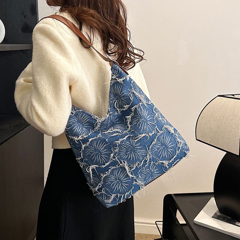 Denim Bag Floral Tote