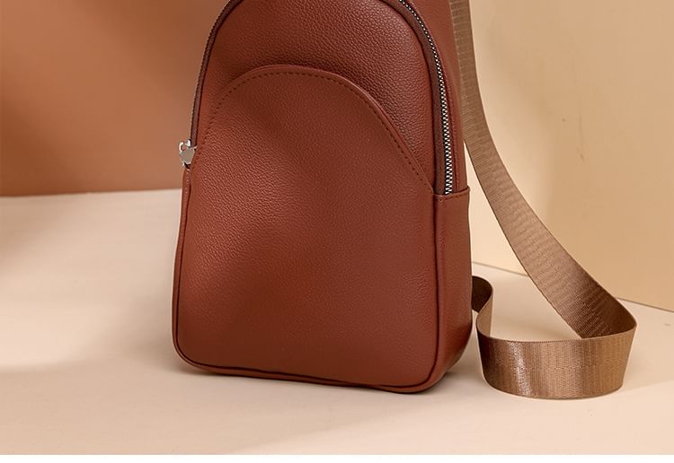 Leather Sling Plain Faux Bag