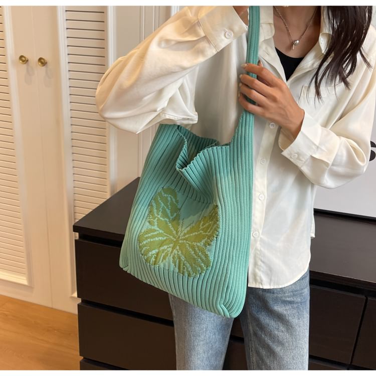 Butterfly Jacquard Knit Tote Bag