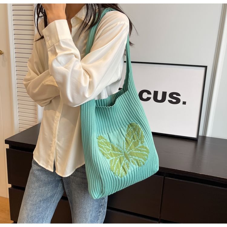 Butterfly Jacquard Knit Tote Bag