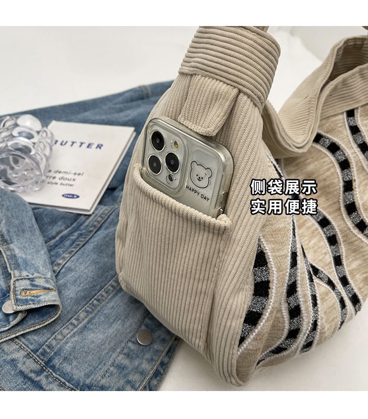 Corduroy Striped Tote Bag