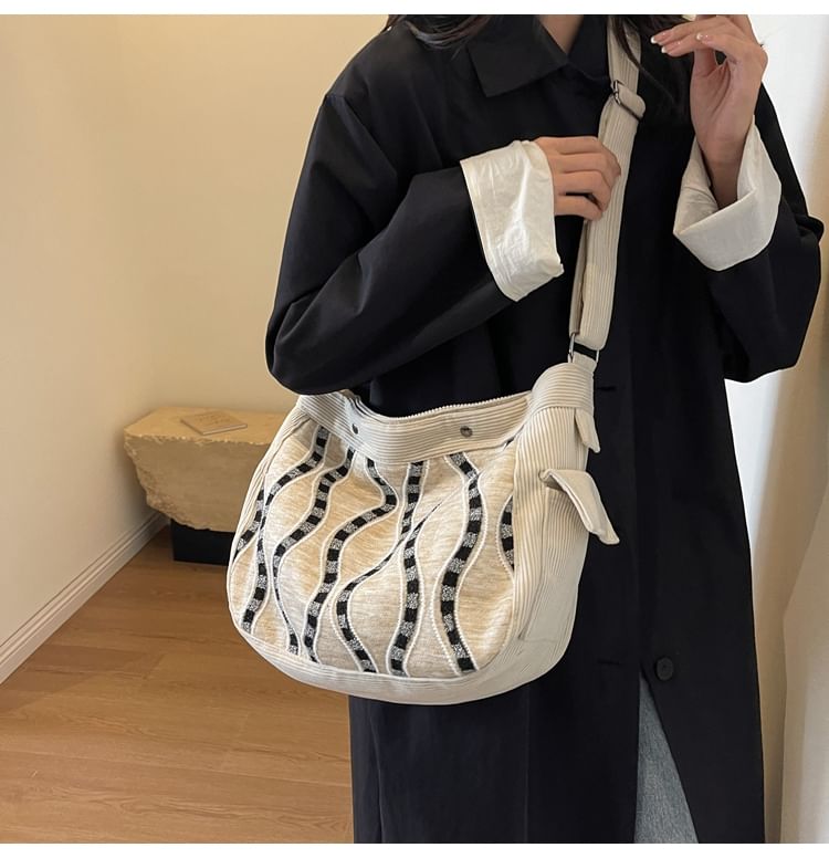 Corduroy Striped Tote Bag