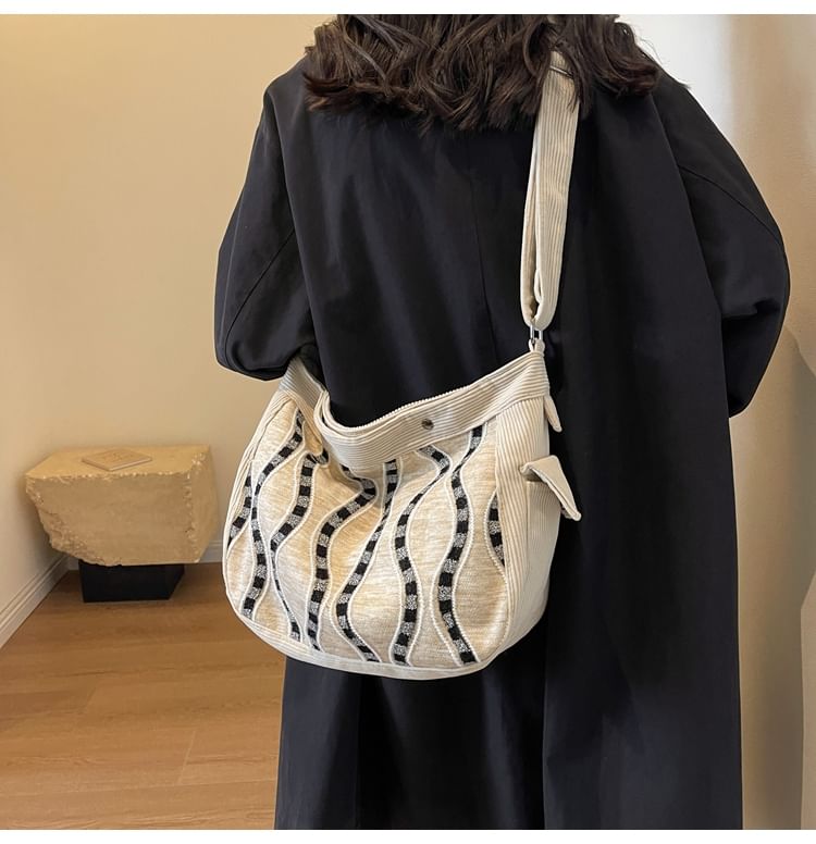 Corduroy Striped Tote Bag