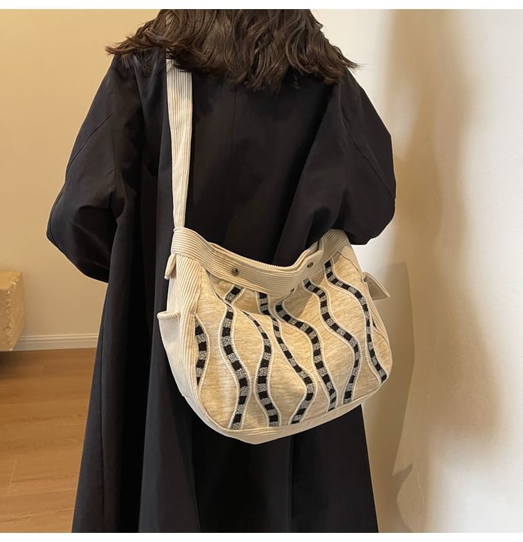 Corduroy Striped Tote Bag