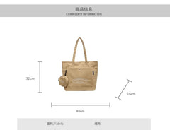 Lettering Corduroy Tote Bag + Coin Purse