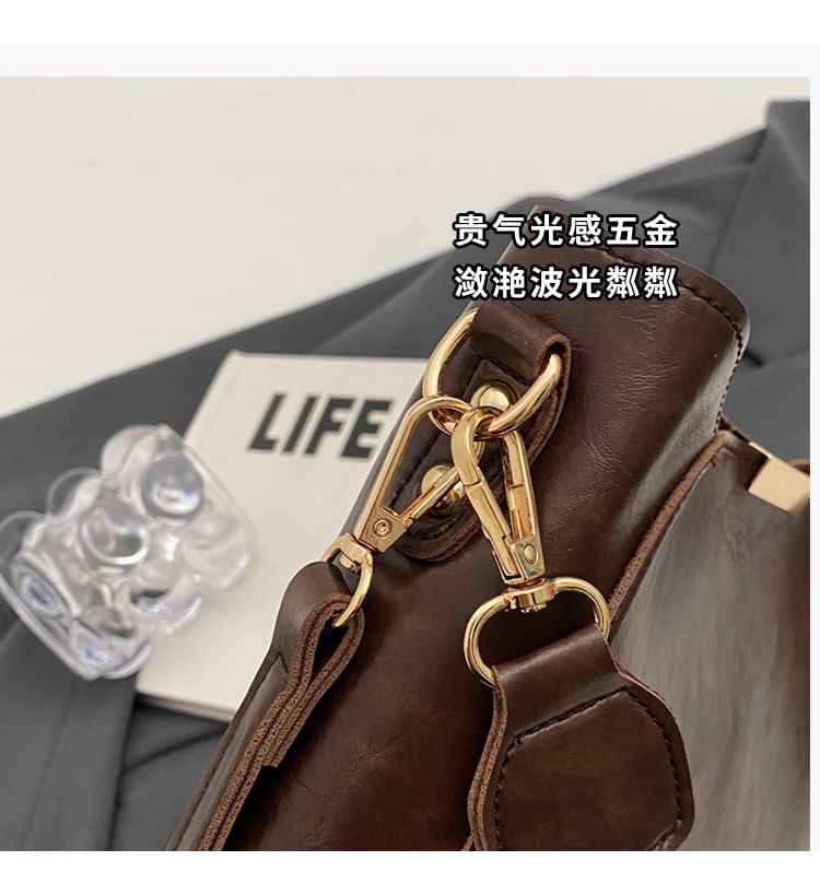 Faux Leather Bucket Bag + Bag Charm