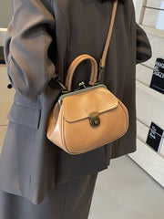 Crossbody Leather Faux Bag Clasped