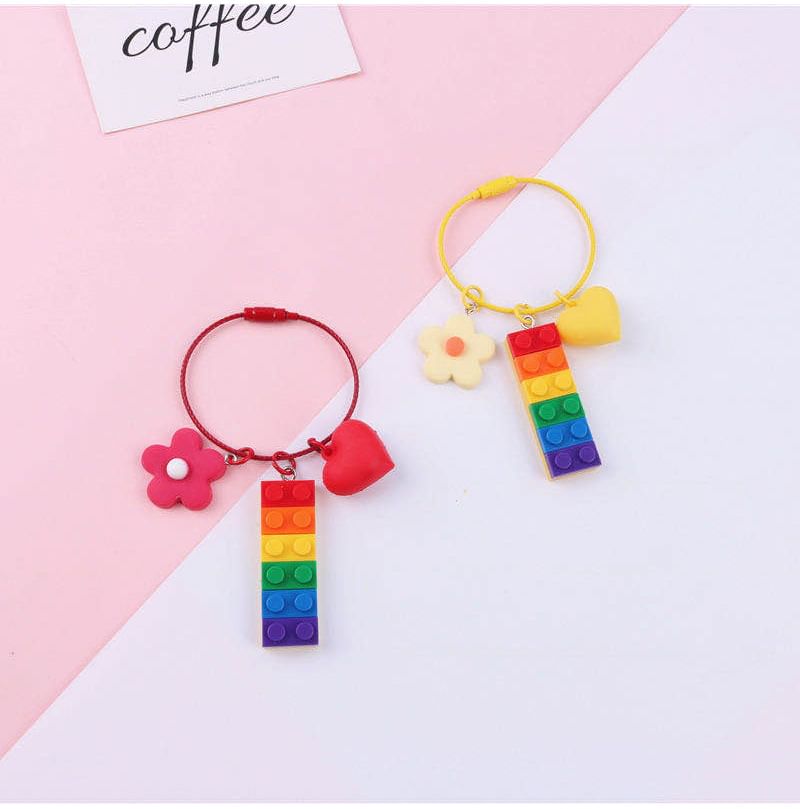 Rainbow Toy Block Bag Charm Keyring