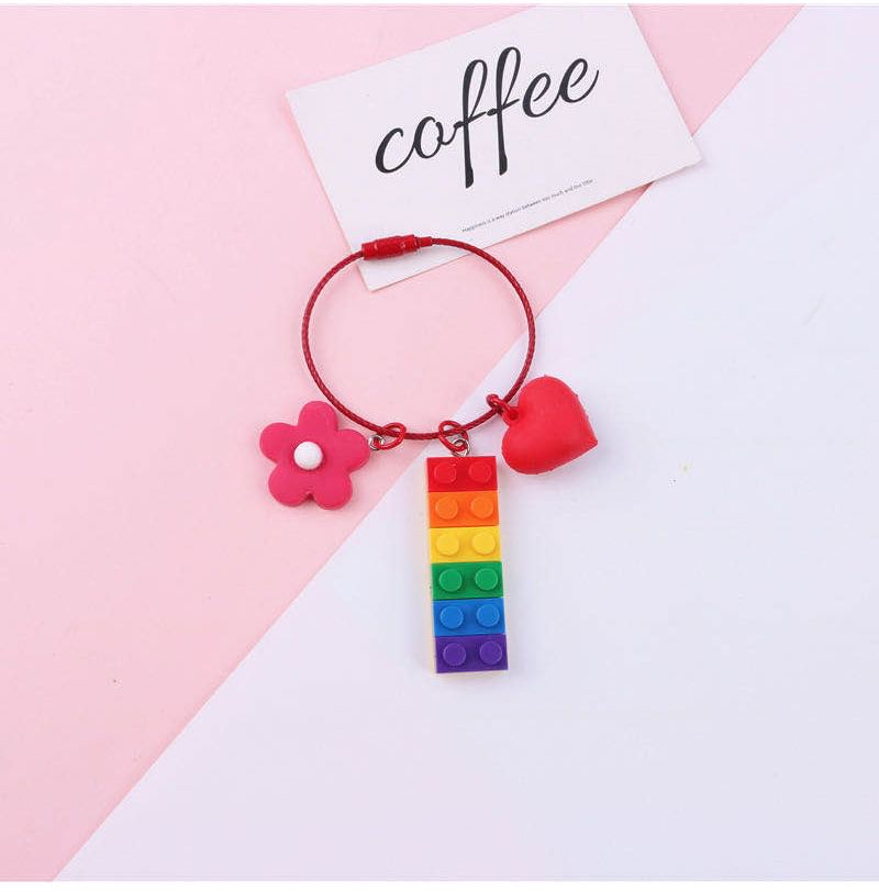 Rainbow Toy Block Bag Charm Keyring