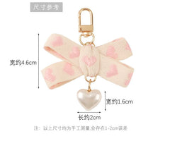 Heart Strap Faux Pearl Bag Charm Keyring