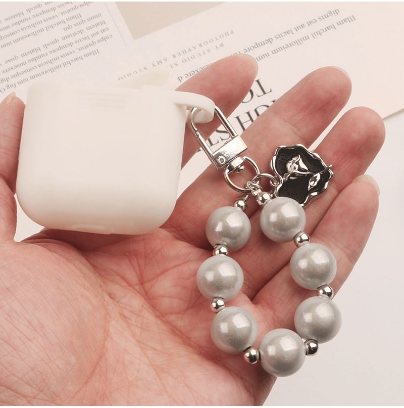 Heart Faux Pearl Bag Charm Keyring