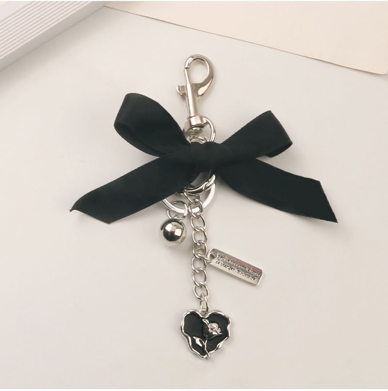 Ribbon Heart Bag Charm Keyring