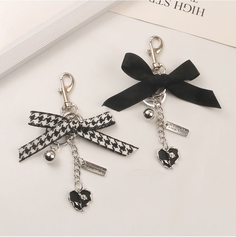 Ribbon Heart Bag Charm Keyring