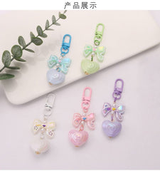 Bow Heart Acrylic Bag Charm Keyring