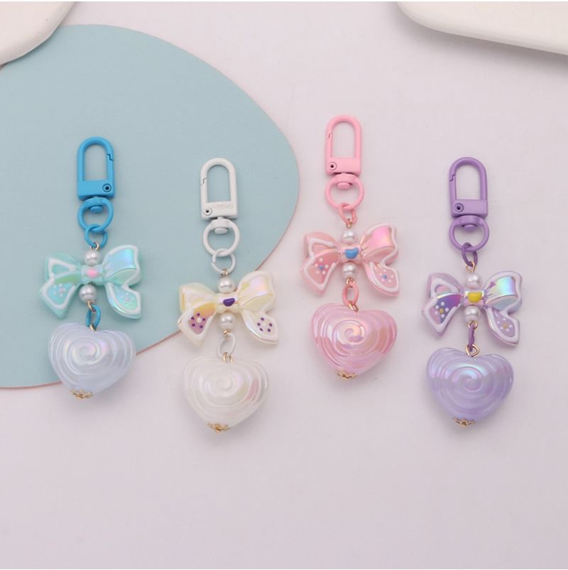 Bow Heart Acrylic Bag Charm Keyring
