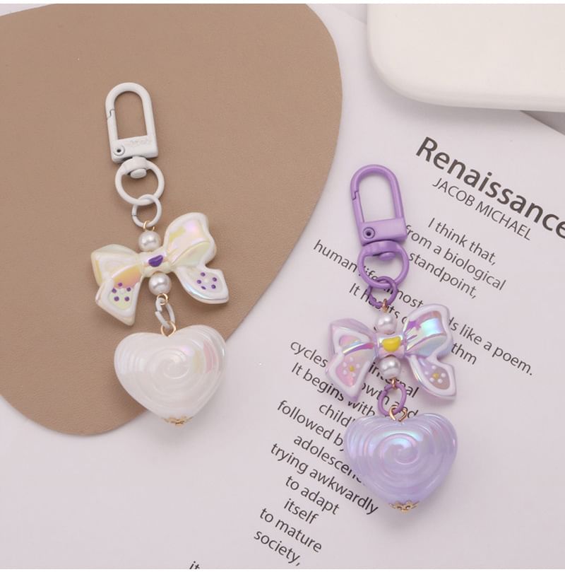 Bow Heart Acrylic Bag Charm Keyring
