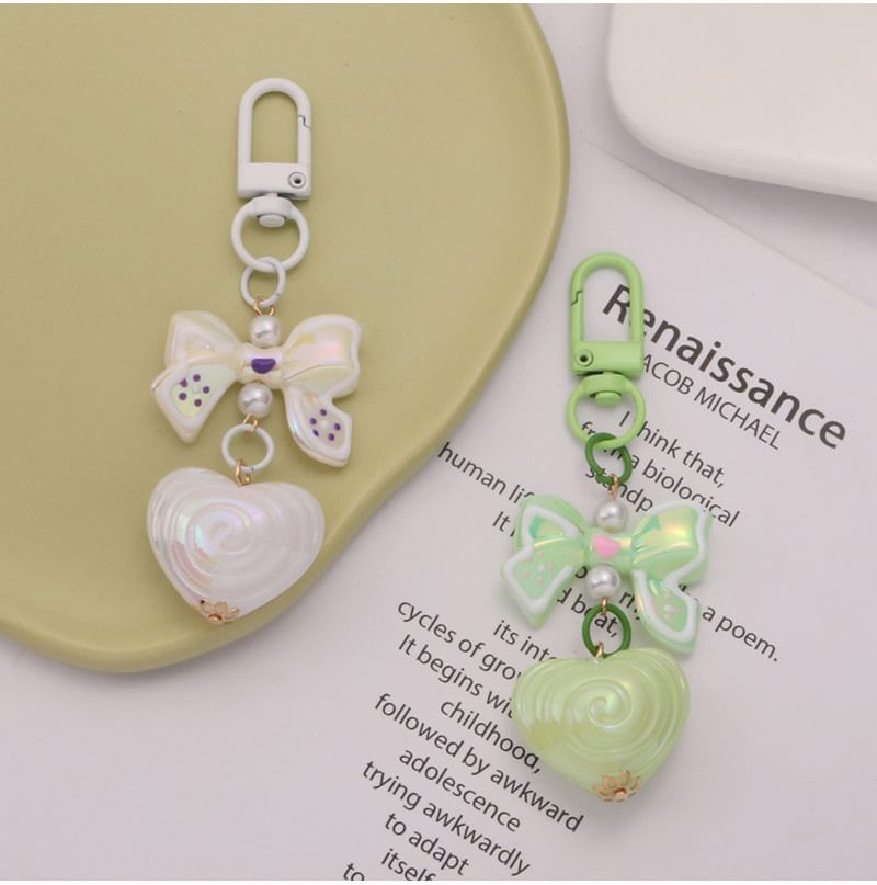 Bow Heart Acrylic Bag Charm Keyring