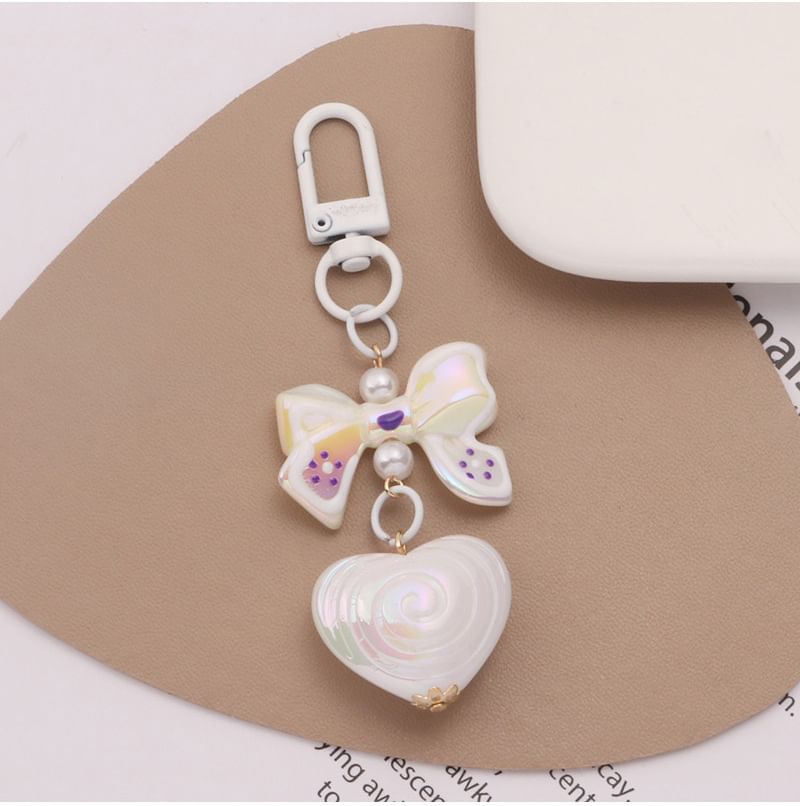 Bow Heart Acrylic Bag Charm Keyring