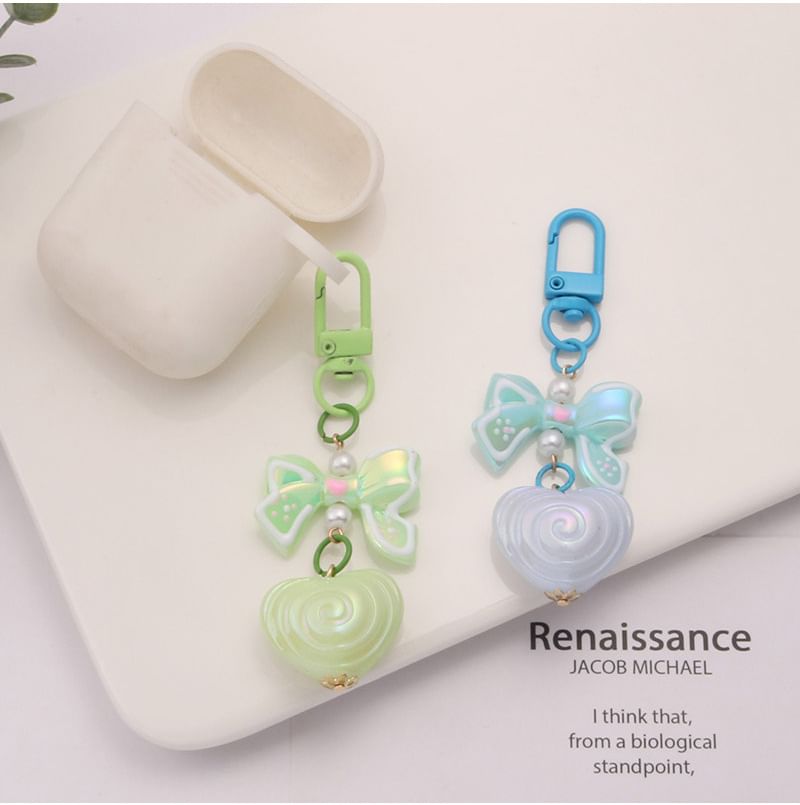 Bow Heart Acrylic Bag Charm Keyring