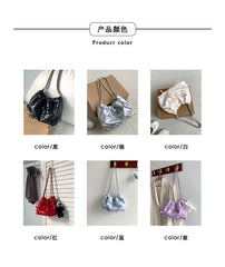 Bow Chain Leather Shoulder Faux Strap Bag