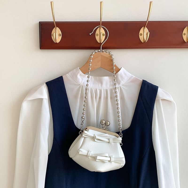 Bow Crossbody Leather Bag Faux