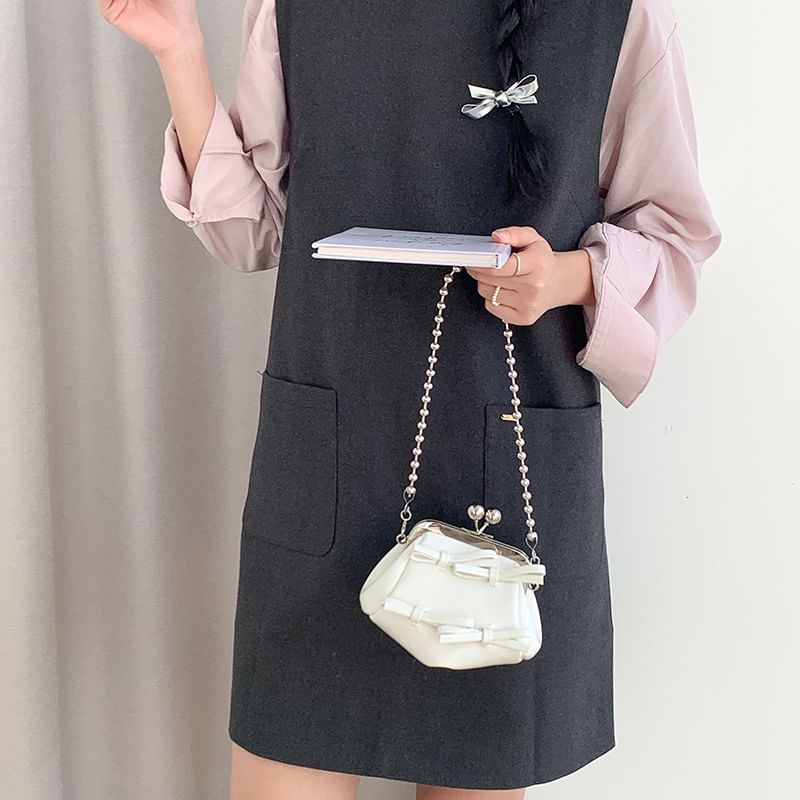 Bow Crossbody Leather Bag Faux