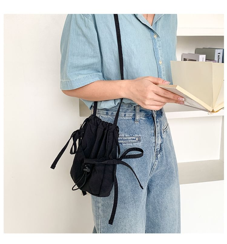 Bag Crossbody Nylon Drawstring Plain
