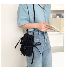 Bag Crossbody Nylon Drawstring Plain