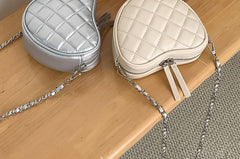 Chain Heart Strap Bag Quilted Crossbody