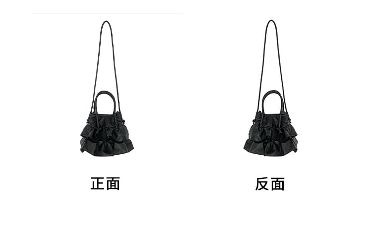 Leather Bag Faux Crossbody Top Handle Ruffle