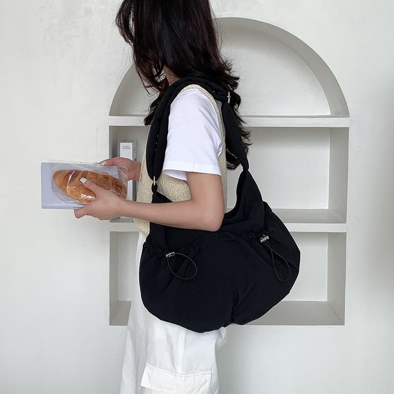 Bag Drawstring Crossbody Nylon Plain