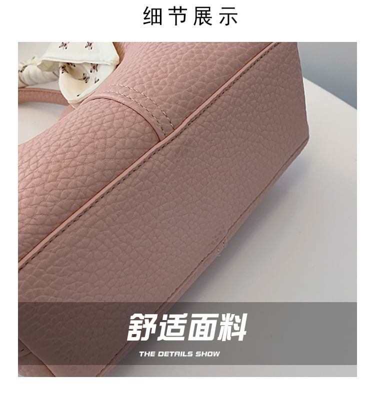Top Handle Plain Faux Leather Crossbody Bag + Scarf