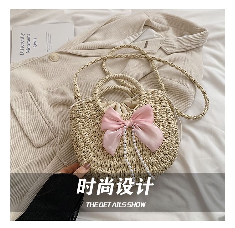 Top Handle Woven Crossbody Bag + Scarf