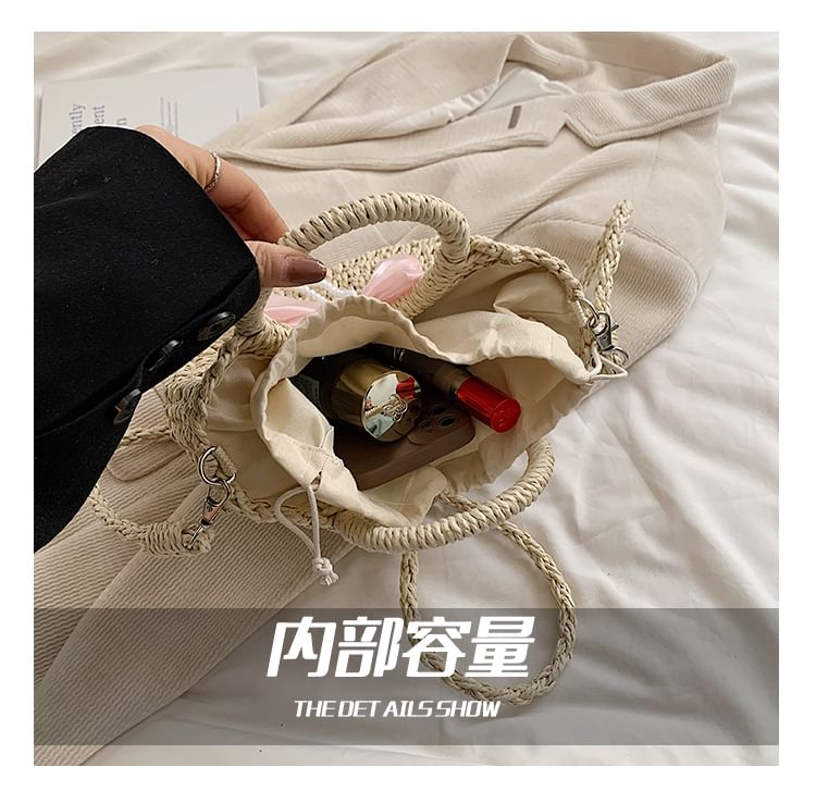 Top Handle Woven Crossbody Bag + Scarf