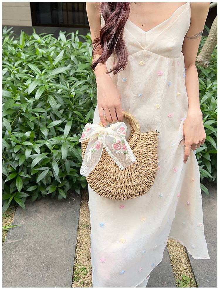 Top Handle Woven Crossbody Bag + Scarf