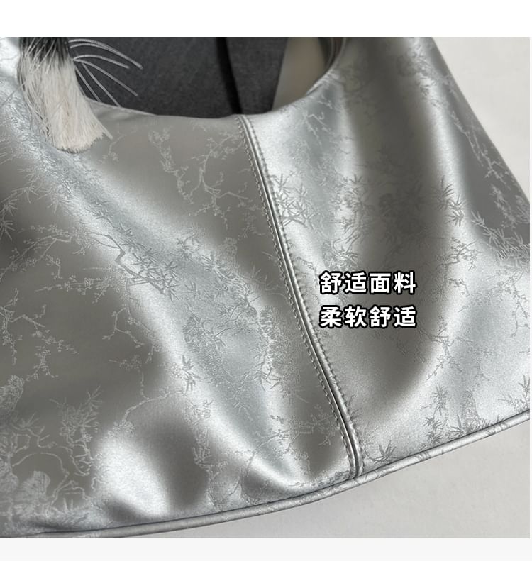 Jacquard Faux Leather Crossbody Bag + Bag Charm