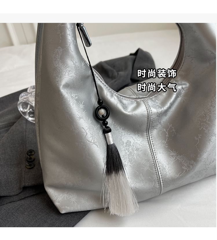 Jacquard Faux Leather Crossbody Bag + Bag Charm