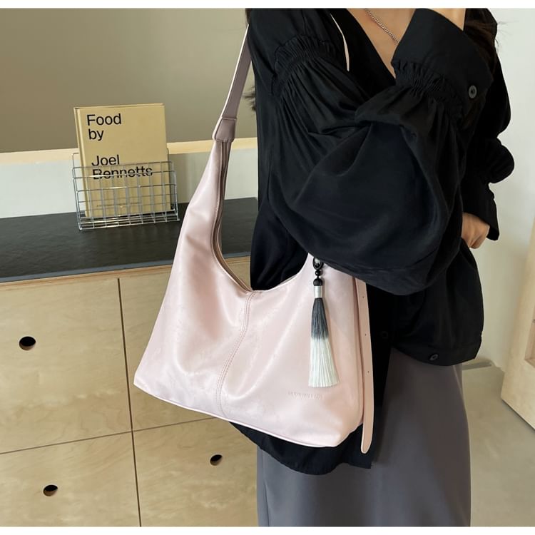 Jacquard Faux Leather Crossbody Bag + Bag Charm