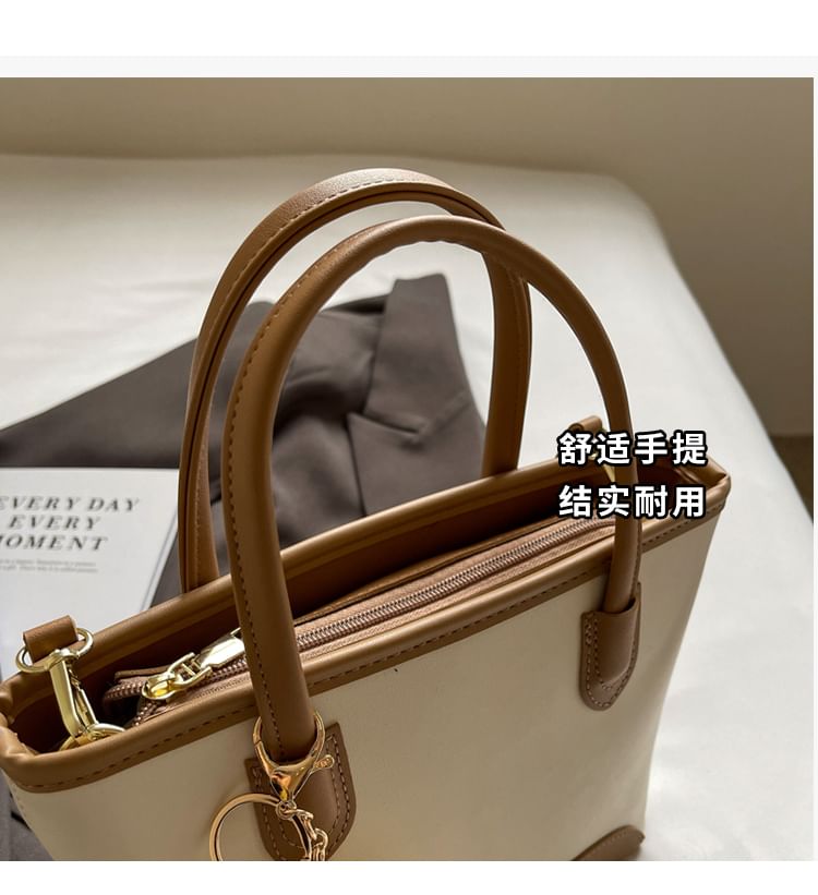 Top Handle Faux Leather Crossbody Bag + Bag Charm