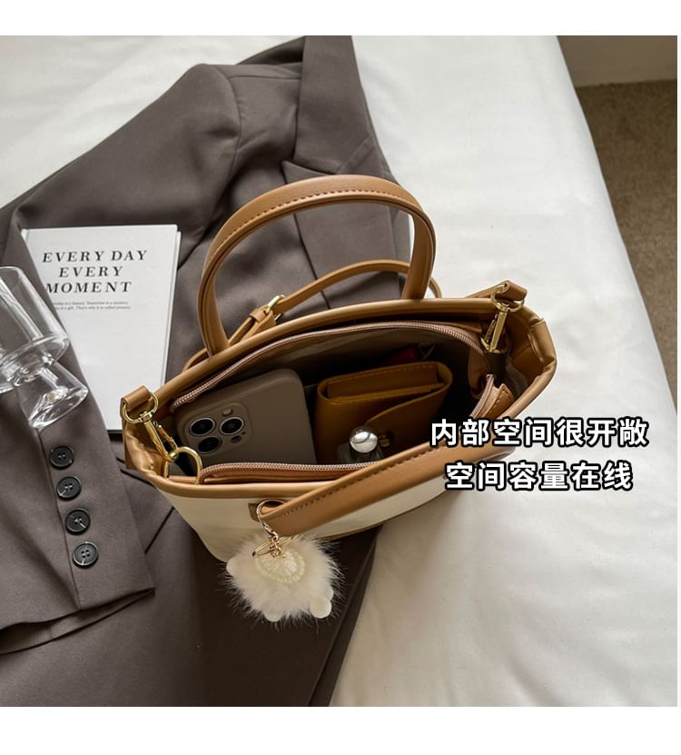 Top Handle Faux Leather Crossbody Bag + Bag Charm